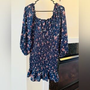 Floral Smocked Dress with Ruffle Hem
